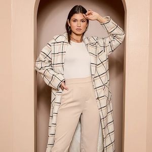 Lulus Warm Front Ivory Plaid Coat